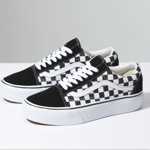 pink checkered platform vans